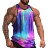 Top Estivo Girocollo Colorato Psichedelico Stampato 3D Moda Casual Senza Maniche Magliette da Uomo