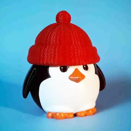 Christmas Penguin Candy Storage Box Red Hat Penguin Chocolate Goodies Snack Container Figurine Statue Resin Ornament
