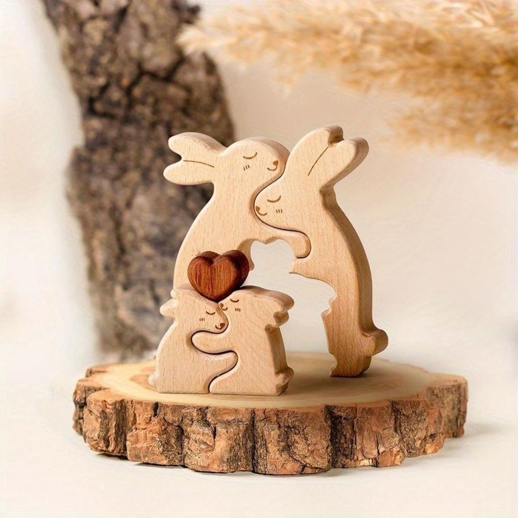 Osterdeko Holzprodukte Serie Ornamente Tier Hase Familie Elefant Herzförmige Holzornamente