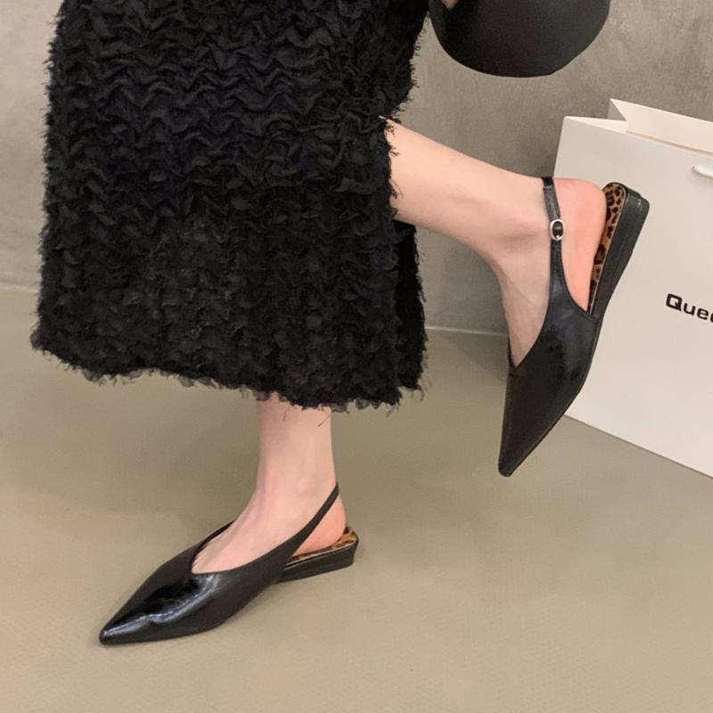 Fashion Bailamos Brand Women Sandals Pointed Toe Elegant Flat-heel Shoes Summer Fashion Slingback Woman Mules Shoes Pumps Dress Shoes Mu