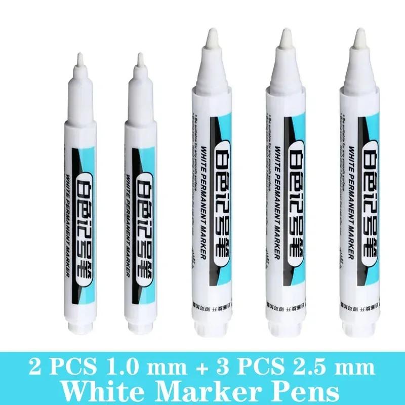 1/3/5 PCS White Paint Markers Pens Oily Waterproof Plastic Large Capacity White Marker School Supplies Stationery 0.7/1.0/2.5mm
