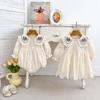 Girls' Embroidered Peter Pan Collar Long Sleeve Outfits