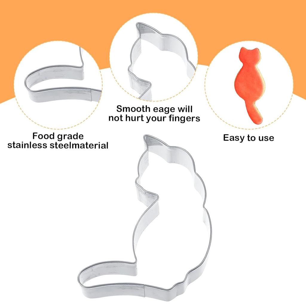 9 Piece Cat Cookie Cutters Set Stainless Steel Perfect for Kids Party Halloween Christmas Easy To Use and Clean