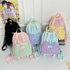 Schoolbag outdoor hiking wind drawstring bundle mouth color matching leisure outing lightweight backpack high value badminton racket bag women