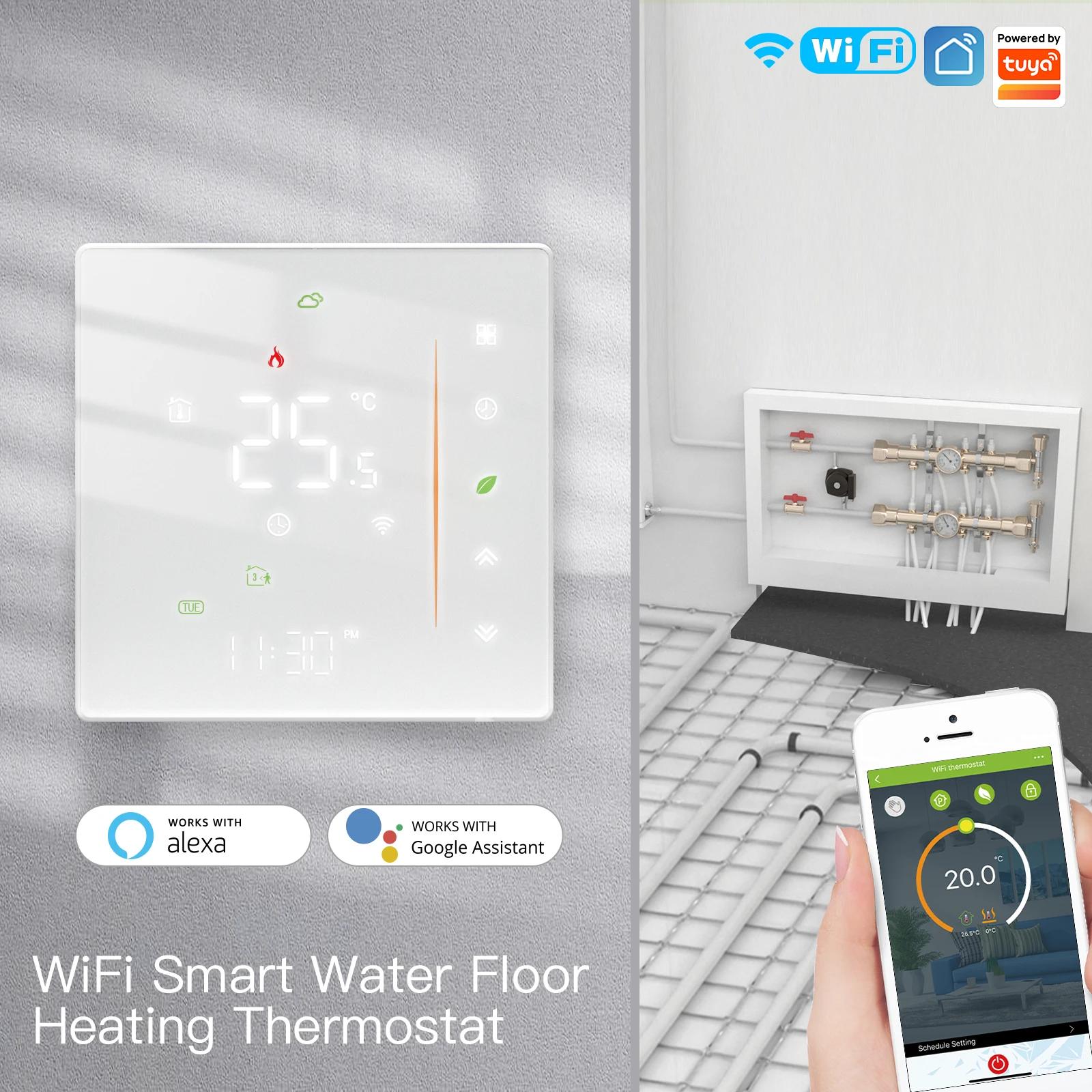 

Thermostat WiFi Wireless Room Temperature Controller of Water/Electric Floor Heating Gas Boiler Humidity Tuya Work with Alexa WHT-006-GA-WH-MS
