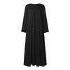 ZANZEA Women Elegant Casual Round Neck Solid Color Long Sleeve Loose Dress