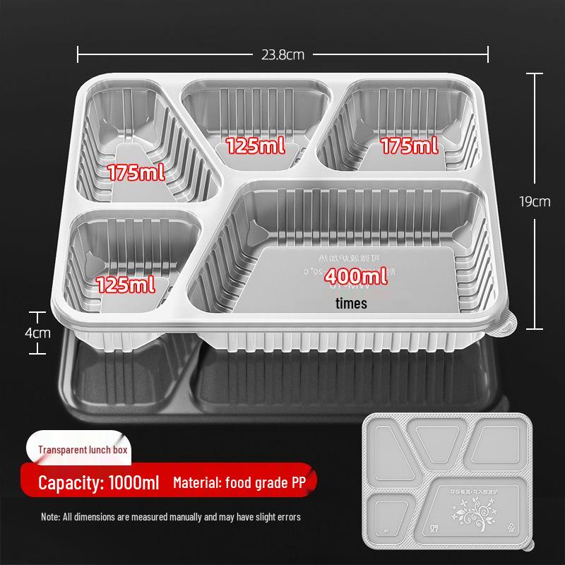 Three to Six-Grid Disposable Bento Lunch Box - High-Grade Compartmentalized Takeaway Packaging.