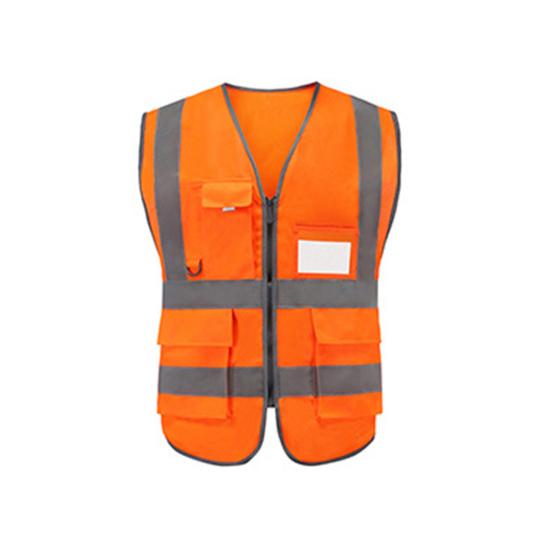 

Светоотражающий жилет из безопасного трикотажного полотна с высокой видимостью и несколькими карманами, одежда оранжевый