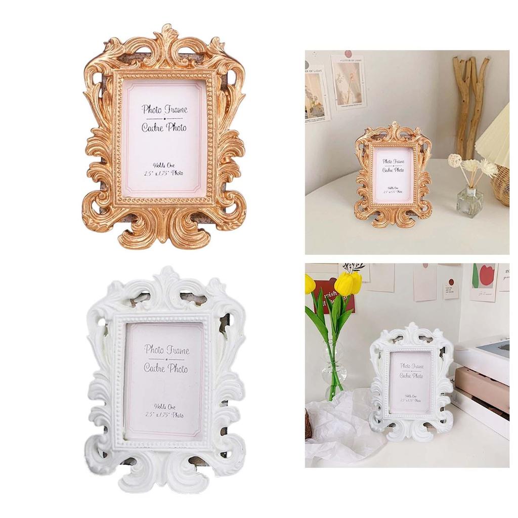 Bilderamme Antikk Fotoramme Liten Fotoramme Ornamentert Klassisk Bordplate Fotoramme Foto Bildeholder for Skrivebord Gave