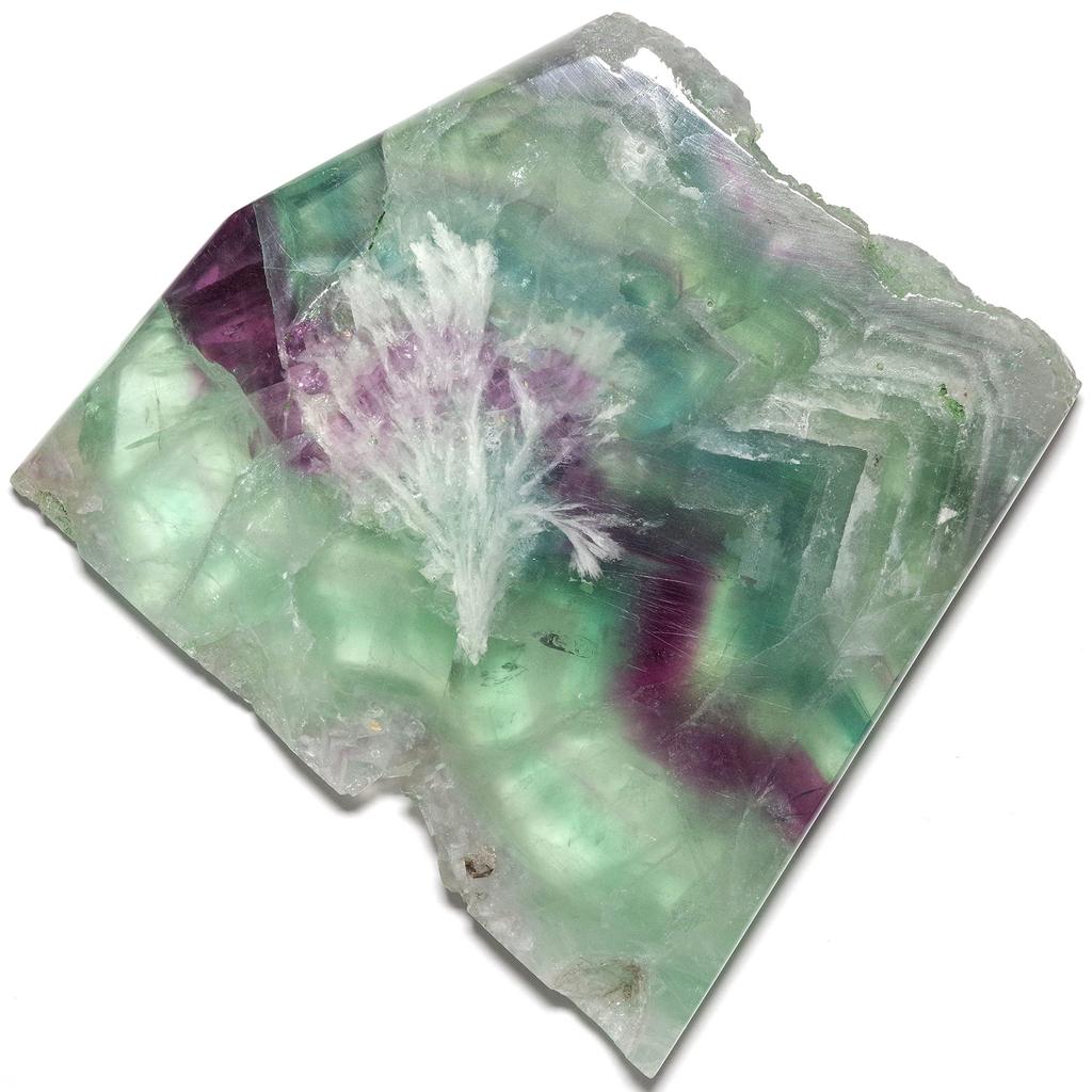 [N2 Stone Natural] Natural Mineral Fluorite / Rough Stone | (11 | "One-of-a-kind" Slice: Approx. 608g, 120x110x21mm | Origin: China)