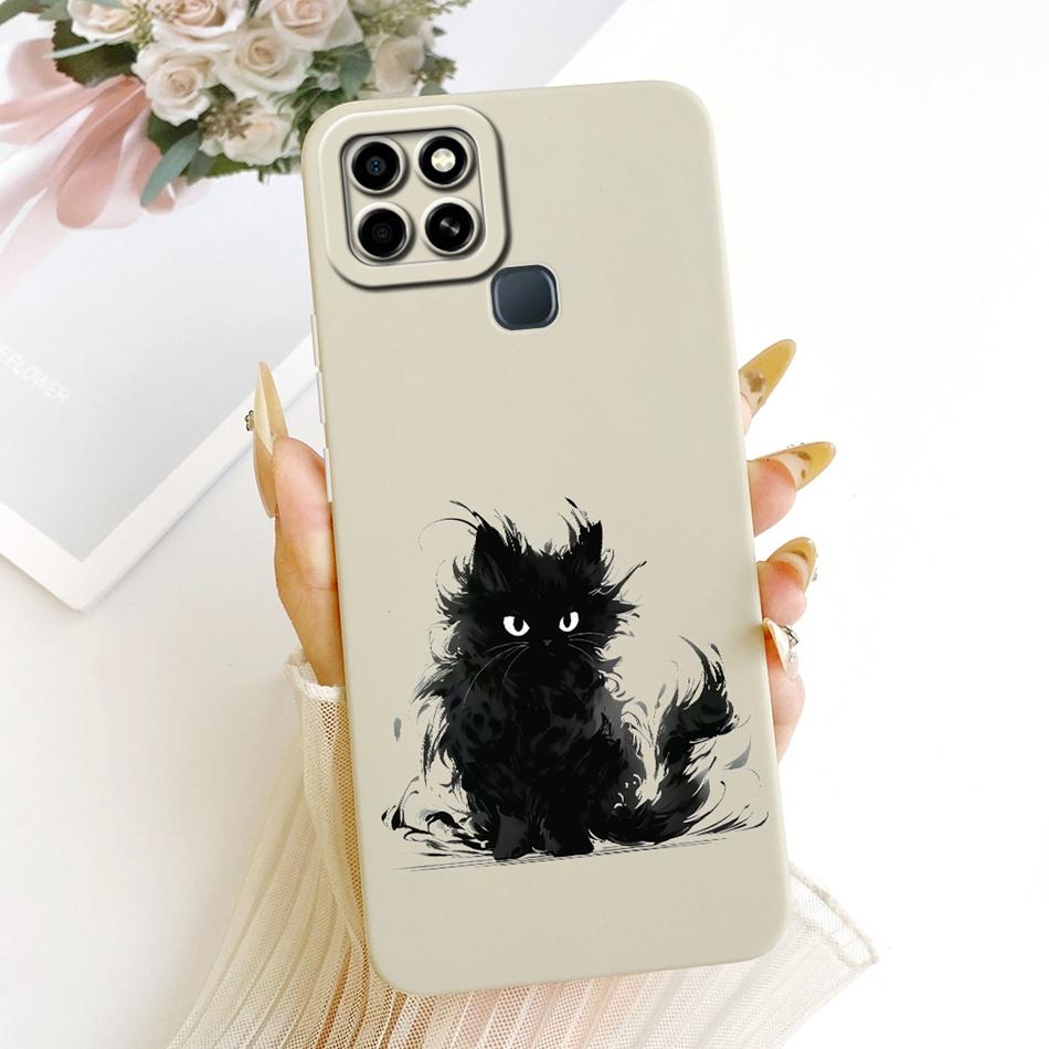 For Infinix Smart 6 X6511 X6511B X6511E Cute Cat Flower Cartoon Phone Case For Infinix Smart6 Shockproof Soft Silicone Bumpers