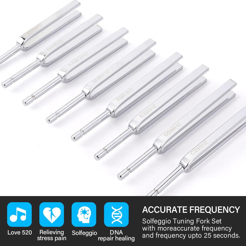 256Hz-512Hz Tuning Fork Set for Sound Healing Therapy Steel Tuning Forks with Wooden Case & Hammer for Chakra Balance Meditation