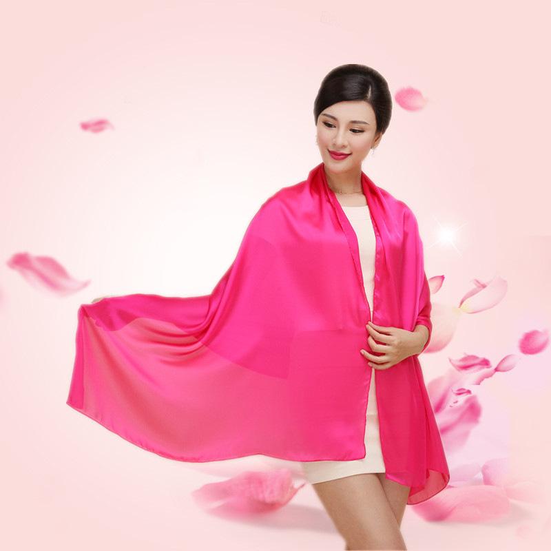 Women's Versatile Long Satin Scarf - Solid Color, Summer Sunscreen Shawl