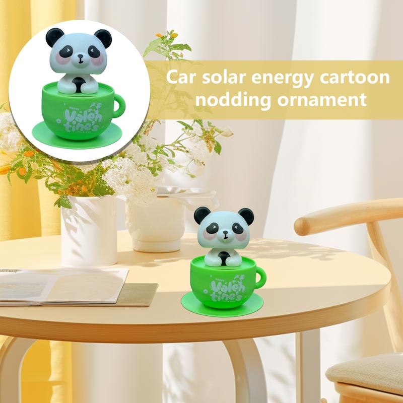 Car Bobble Head Dashboard Car Dash Decorations Solar-Powered Shaking Head Doll Animal Ornament For Women Men Inside Home Desktop