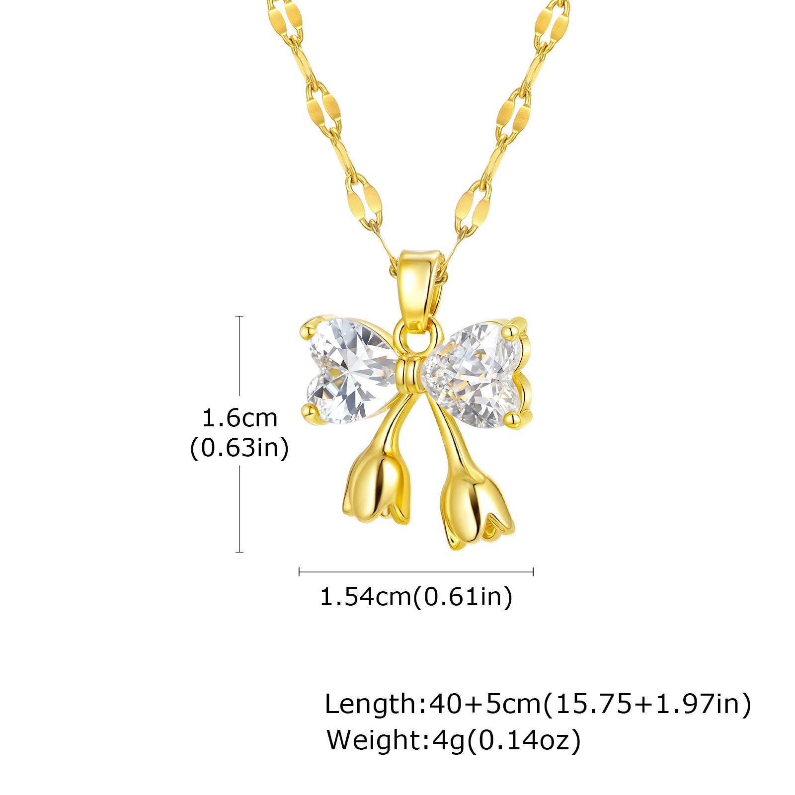 

Vnox Dainty Elegant Bowknot Pendent Necklaces,Stainless Steel Chain Butterfly Gradient Women Necklace,Temperament Luxury Jewelry