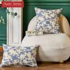 1PC Retro Blue Floral Cotton Linen Printed Pillowcase for Sofa Living Room Bedroom Home Decor 30x50/45x45/50x50cm Nuan Series