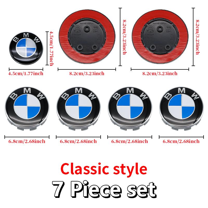 BBKD8 7PCS BMW Car Hood Front Rear Trunk Emblem Classic Blue White Badge For BMW E93 E87 G01 G20 X3 X5 F30 F20 E36 E46 E53 E90
