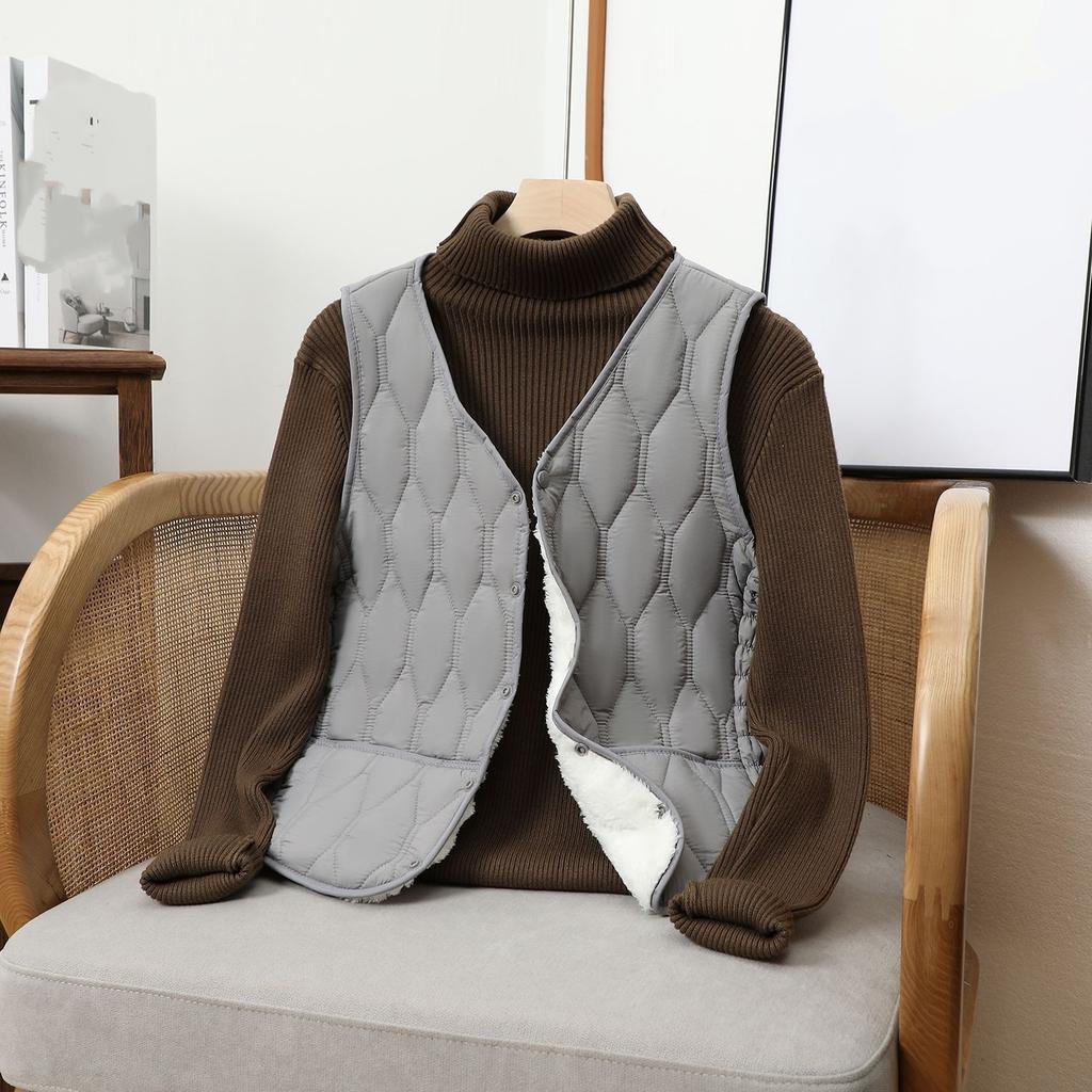 Down Cotton Vest Women's Short Plus Velvet Thickened Large Size Liner Slim Inner Wear Warm Vest
