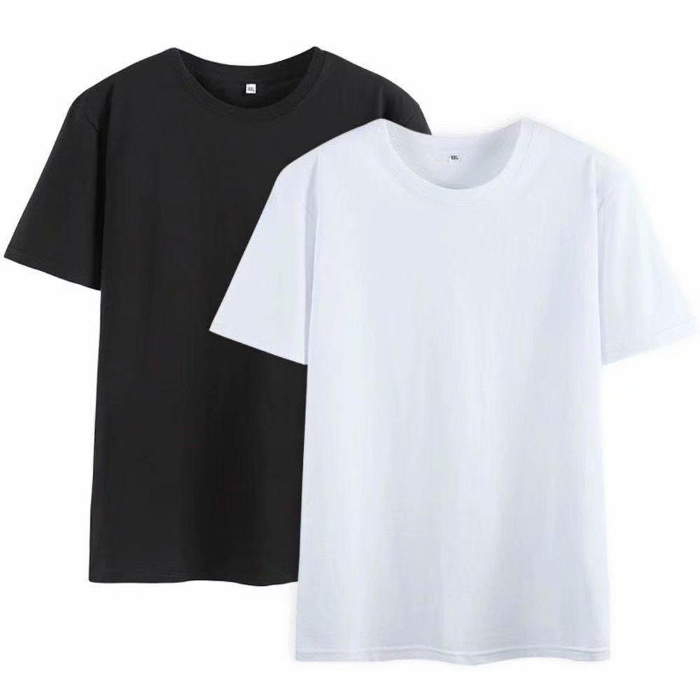 Unisex Adult Cotton T-Shirt, 2PCs Short Sleeve Rew Neck Summer Casual  Tops M