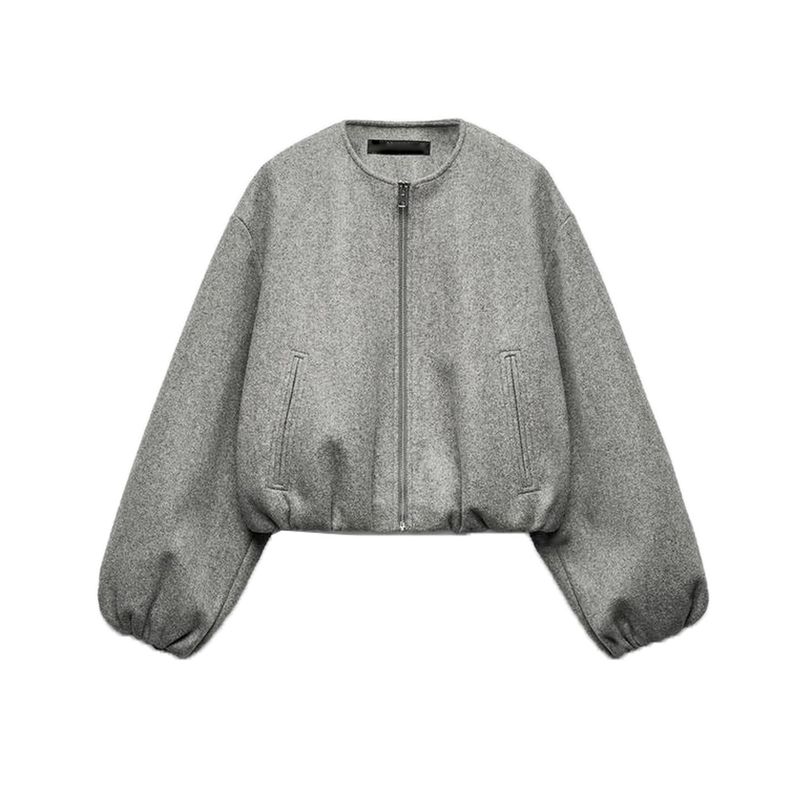 Fall New Women's Clothing French Round Neck Zipper Soft Pilot Jacket Outwear 3046070 3046264
