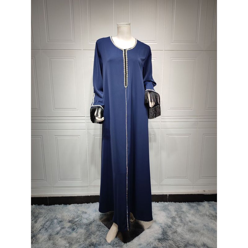 

Женское индонезийское платье Мода Стразы Dark blue S