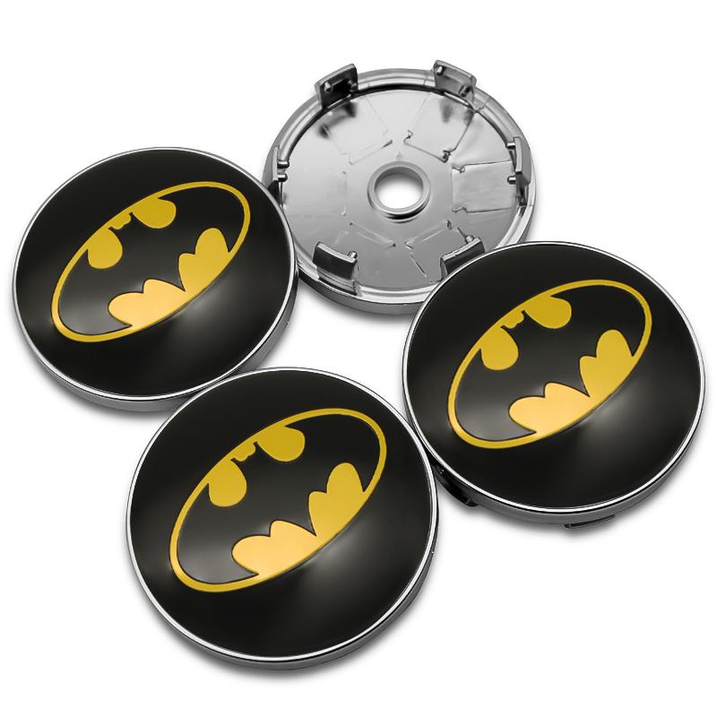4pcs 56mm+60mm Car Styling Bat Logo Badge Car Wheel Center Hub Cap Rim Cover Emblem Stickers Decorative Decal Auto Accessories