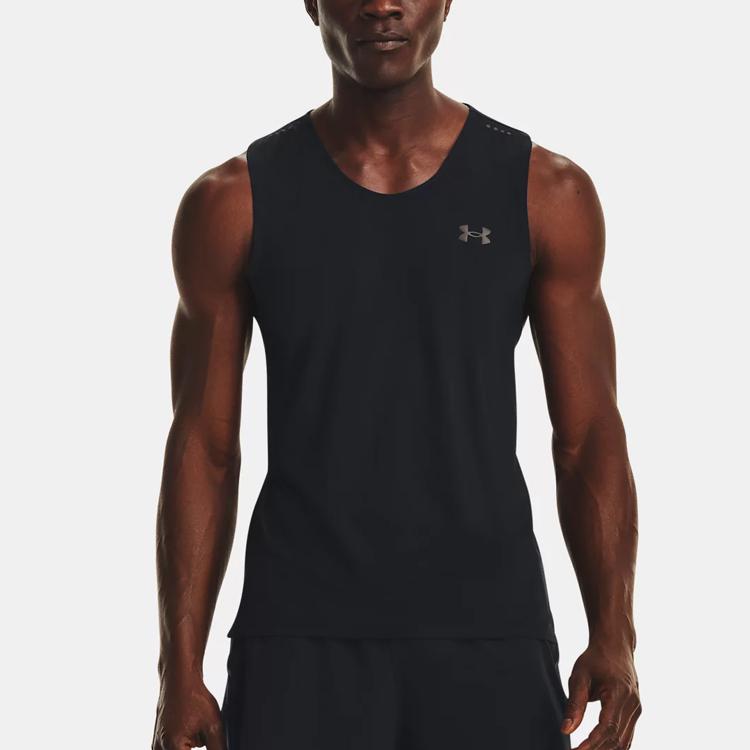 Under Armour Solid Crew Neck Sleeveless Sports Vest Men Tops Black 1376519-001