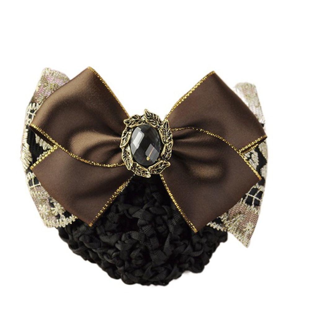 For Girls Pearl  Ponytail Clip Women Spring Clip Hairgrips Cover Net Korean Bun Snood