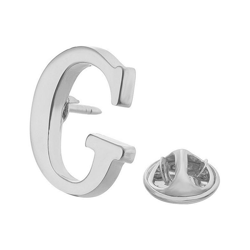 High Quality Classic Style Silver Letter A-Z Metal Brooch Women Men'S Lapel Pin Women'S Hat Scarf Backpack Badge Jewellery