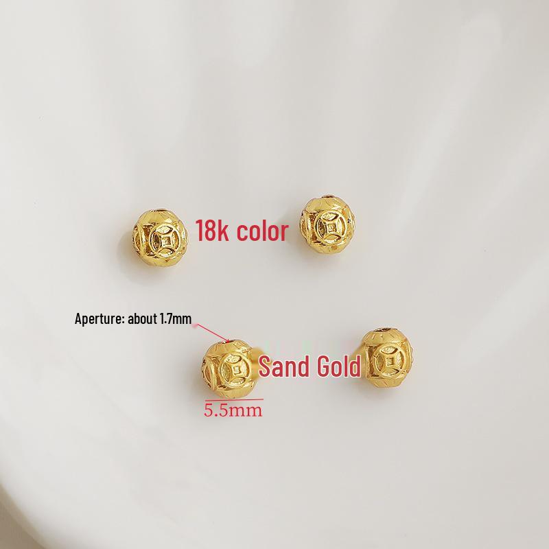 Gold-Plated Copper Coin Spacer Beads for DIY Jewelry and Bracelets