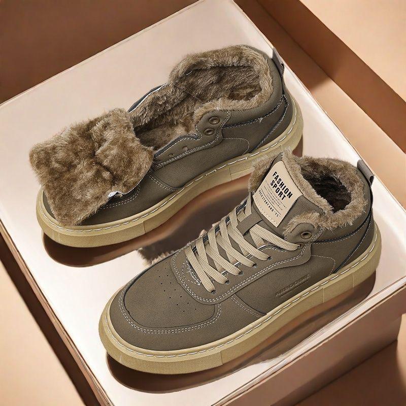Pánské zateplené retro zimní tenisky s vysokým svrškem a sametovou podšívkou