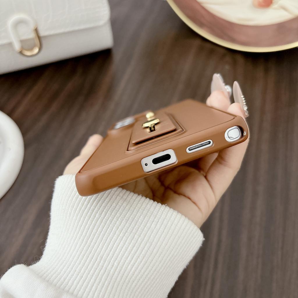 Luxury Business Phone Case for Samsung S26 Ultra S25 Plus S24 S23 S22 Shockproof Slim Fit Wrist Strap with Stand Design Cover