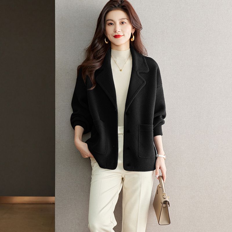 

Весенне-осенний приталенный шерстяной короткий кардиган в западном стиле Black L