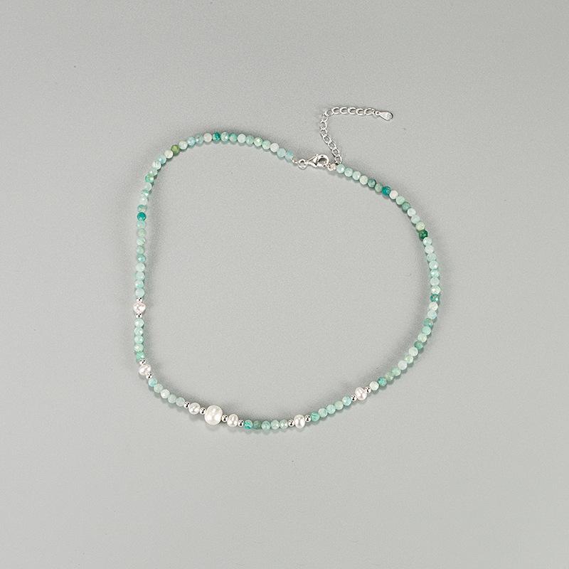 Korean Freshwater Pearl Necklace Baroque Pearl Tianhe Stone Necklace INS Sweet Beaded Collarbone Chain