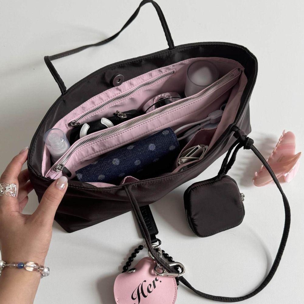 Elegant Nylon Tote Bag Multi-layer Multiple Compartments Handbag Casual Computer Bag Computer Use