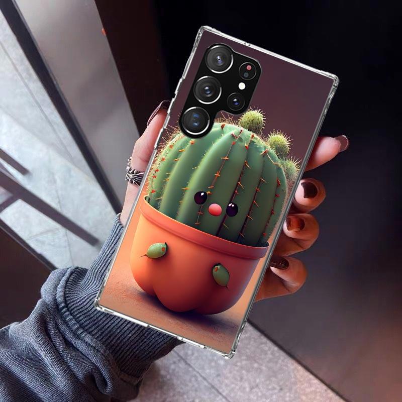 Cartoon Plant Cactus Phone Case For Samsung Galaxy S23 S24 S25 Edge S26 Ultra S22 + S21 Plus S20 FE Cover Silicone Print Shell G