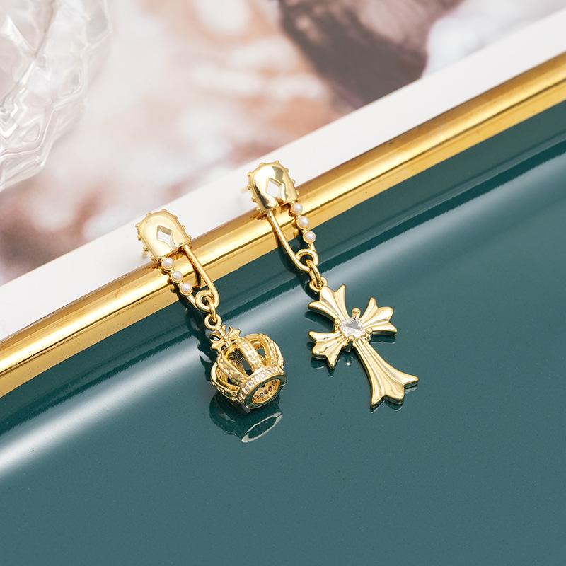 

Асимметричные серьги-кресты женские легкие роскошные высококачественные персонализированные серьги ims cold wind crown серьги 14k золотой