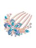 Yellow Floral Comb Clips - Blue Crystal Hair Pin - Women's Bridal Accessories for Wedding