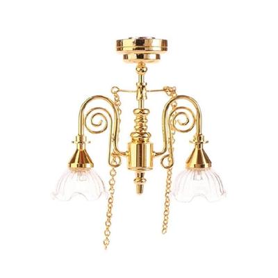 1:12 Dollhouses Living Room Ceiling Chandelier Kid LED Ceiling Lamp Toy Furniture Ceiling Light Dollhouses Accessories