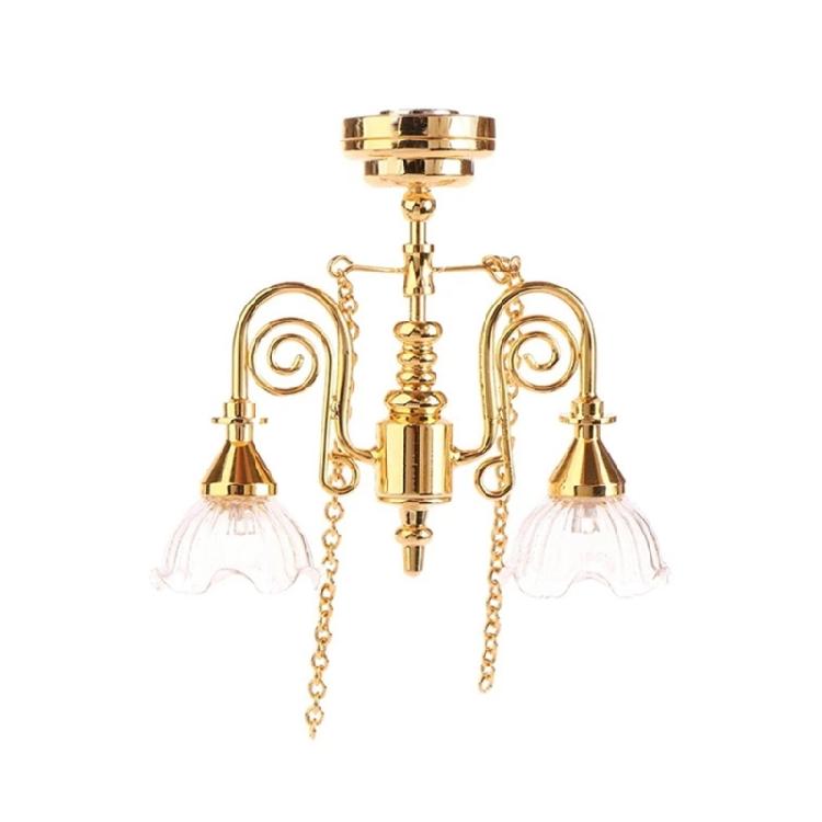 1:12 Dollhouses Living Room Ceiling Chandelier Kid LED Ceiling Lamp Toy Furniture Ceiling Light Dollhouses Accessories