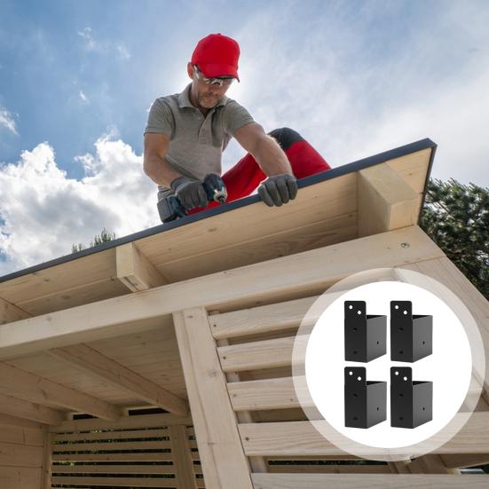 Deck Railing Brackets Connectors Set Durable Construction Rust Resistant Easy Installation Support Brackets with Screws Set