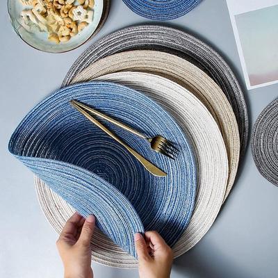 Runde Tischmatte, gewebte Ramie-Tischsets, rutschfeste Esstischmatten, rutschfeste Geschirr-Schüsselunterlagen, Küchen-Getränkebecher-Untersetzer