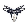 Plus Size Open Crotch T-Panties with Removable Pearl Massage Beads