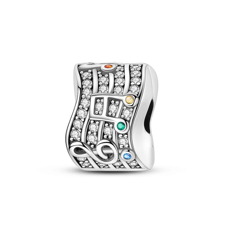 Romantic Music Charms Beads 925 Silver Piano Violin Red Guitar Punk Saxophone Pendants Fit Qikaola Bracelet DIY Jewelry