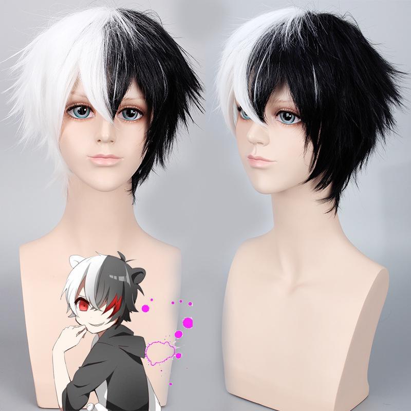 

Аниме Danganronpa Monokuma парик Косплей Костюм Dangan Ronpa Женщины Мужчины Короткие белые черные термостойкие парики из синтетических волос 35CM чёрный