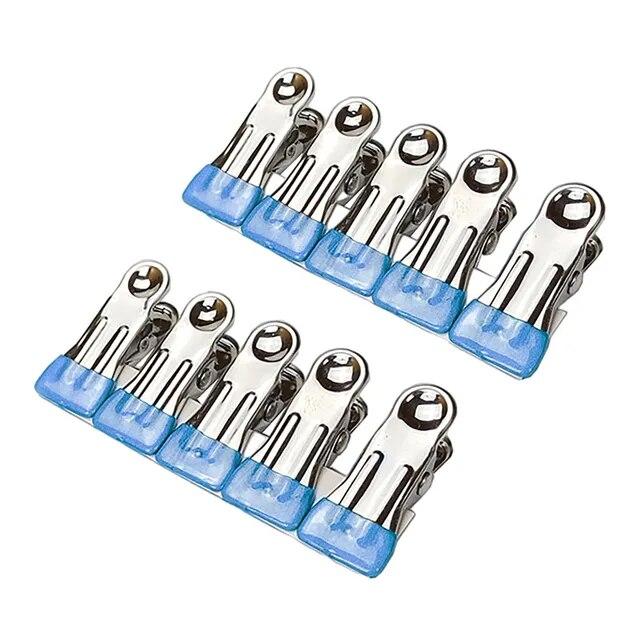 

Вешалка для сушки одежды из нержавеющей стали, ветрозащитная вешалка для одежды, зажимы для носков, бытовой многофункциональный круглый зажим для сушки одежды 10PCS синий