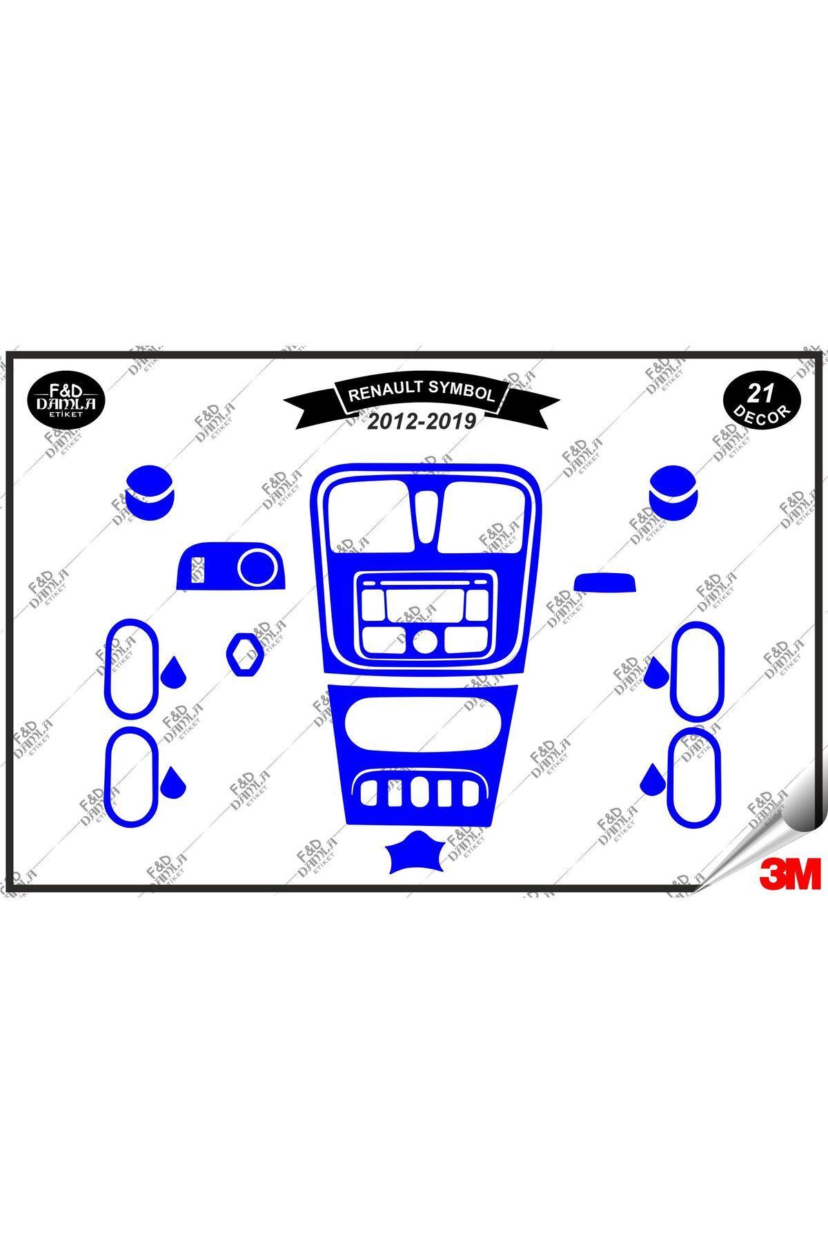 

Renault Symbol 2012-2019 Torpido Konsol Trim Göğüs Maun Kaplama Set 21 Parça Mavi