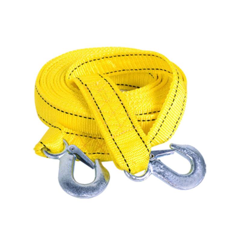 4 Meters 5 Ton Car Trailer Rope Fluorescent Nylon Tow Strap Heavy Duty Winch Rope Forged Iron Hooks Outdoor Vehicle Recovery