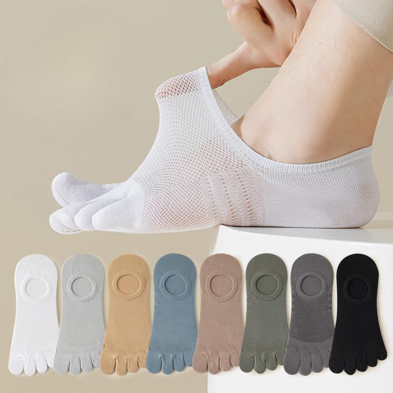 Summer Sweat-absorbing Mesh Five-finger Socks, Anti-pilling Split Toe Socks, Boneless Socks, Boat Socks, Men's Short Socks