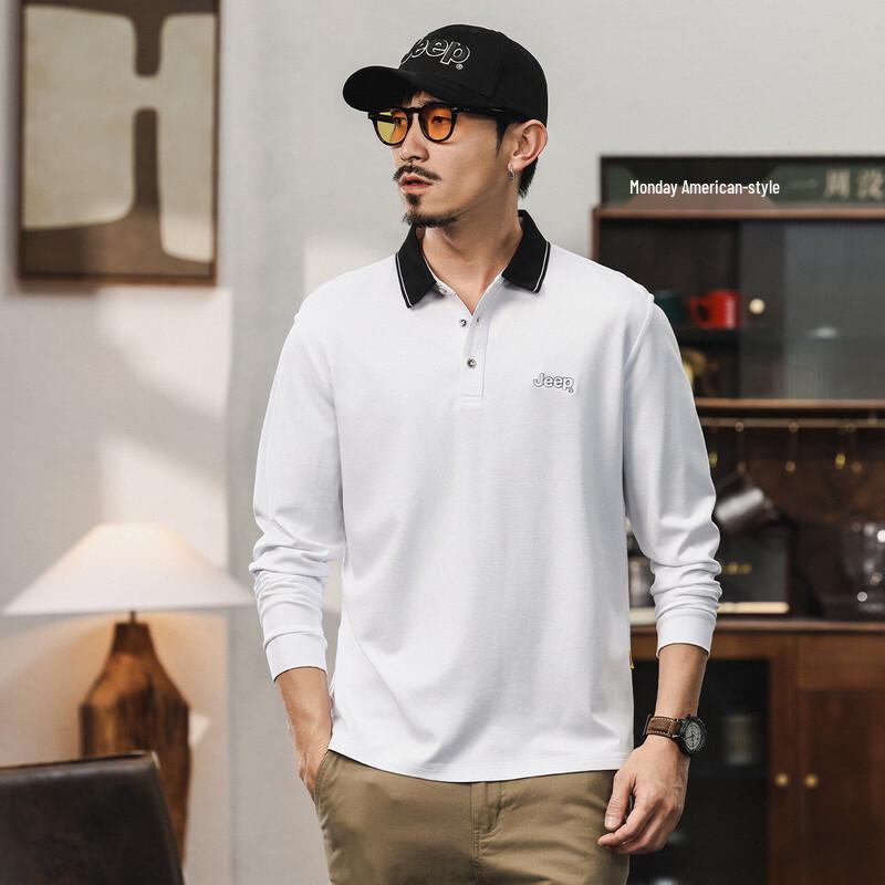 

JEEP Men s Casual Long-Sleeved Polo Shirt M
